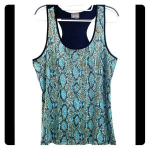 Dots Snake print Sequined Tank Top Shirt Blouse XL